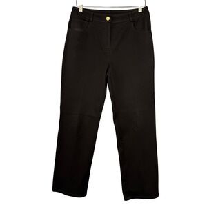 St. John Pants Women 6 Black Straight Leg Gold Hardware Trouser Jeans High Rise